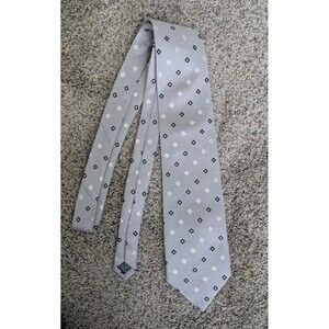 100% Silk Men's Dress Suit Tie Classic Old Money Geometric Silver Black White XL